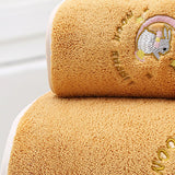 Bath Towel Coral Fleece Water Absorption Soft Thicken Shower Towel for Home Beach Ginger Yellow 34x76