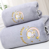 Bath Towel Coral Fleece Water Absorption Soft Thicken Shower Towel for Home Beach Grey 34x76 - Front View