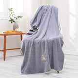 Bath Towel Coral Fleece Water Absorption Soft Thicken Shower Towel for Home Beach Grey 70x140 - 45-Degree Angle