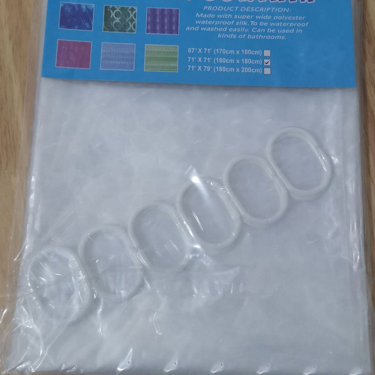 Shower Curtain Thickened 3D Water Cube PEVA Light Weight Shower Curtain for Bathroom White