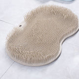 Foot Massager Scrubber Mat TPR Foldable Hook Foot Scrubber Cleaner Brush With Suction Cup Brown - Top-Down View