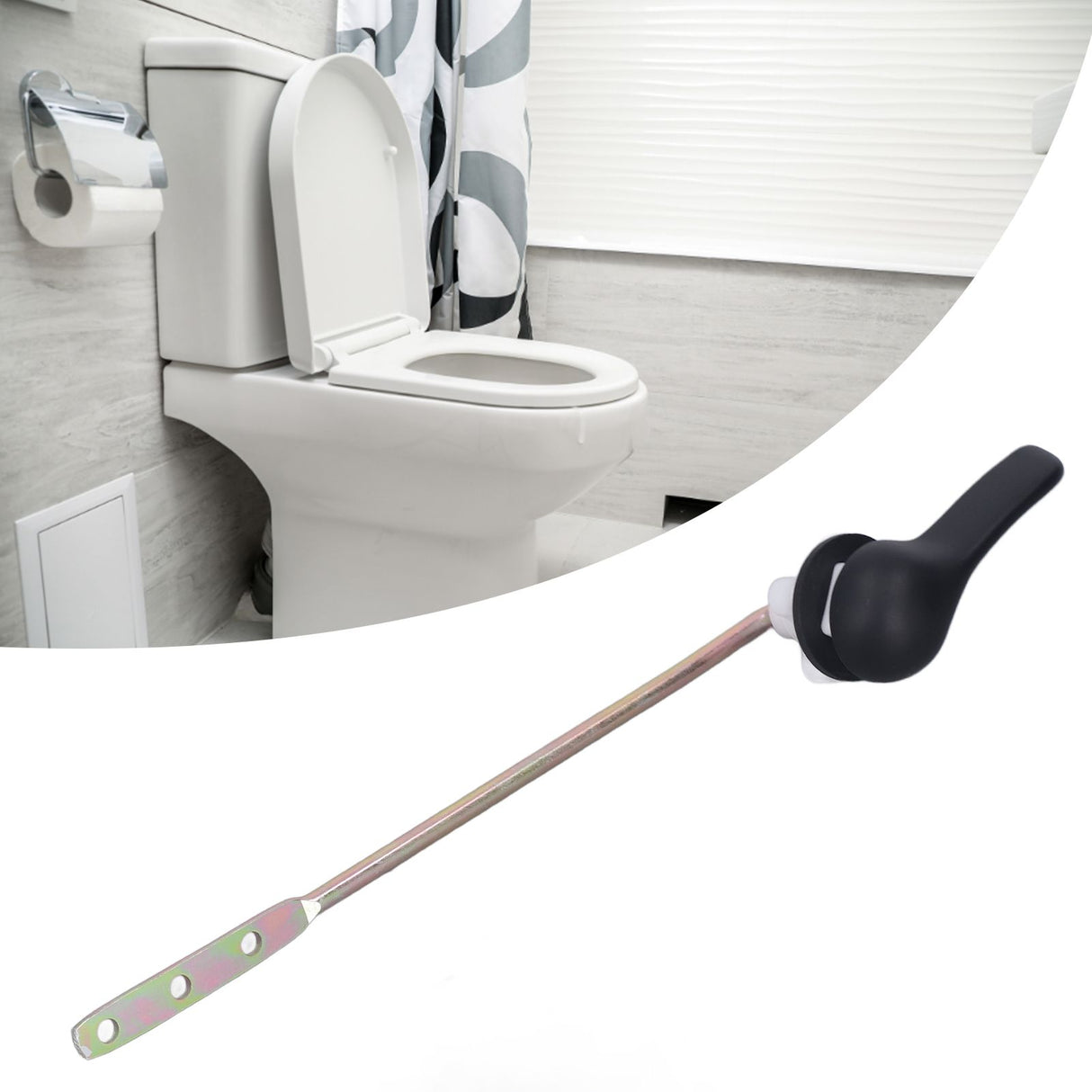 Side Mount Toilet Handle Zinc Alloy Black Toilet Flush Handle Replacement for Home Bathroom