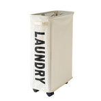 Foldable Laundry Basket Oxford Cloth Easy Install Storage Basket with Mesh Pulleys White