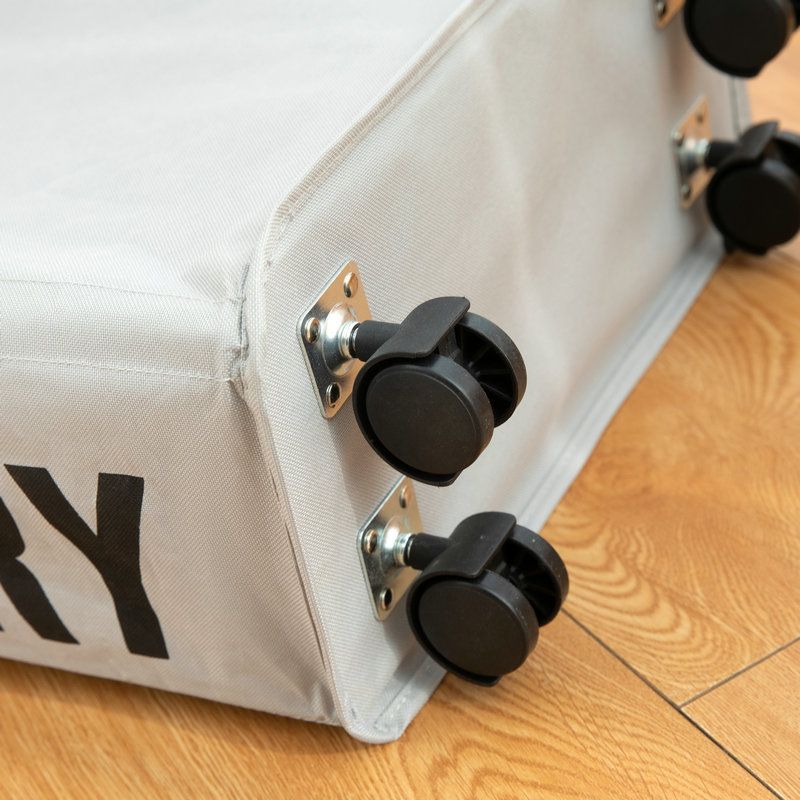 Foldable Laundry Basket Oxford Cloth Easy Install Storage Basket with Mesh Pulleys White