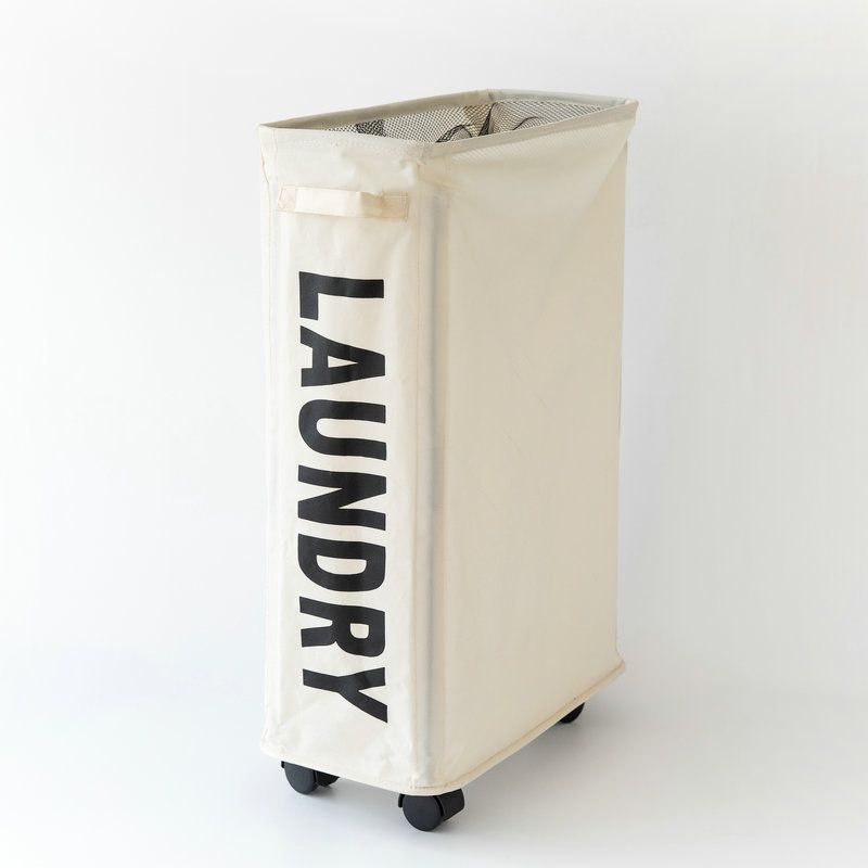 Foldable Laundry Basket Oxford Cloth Easy Install Storage Basket with Mesh Pulleys White