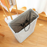 Foldable Laundry Basket Oxford Cloth Easy Install Storage Basket with Mesh Pulleys White - Close-Up Angle