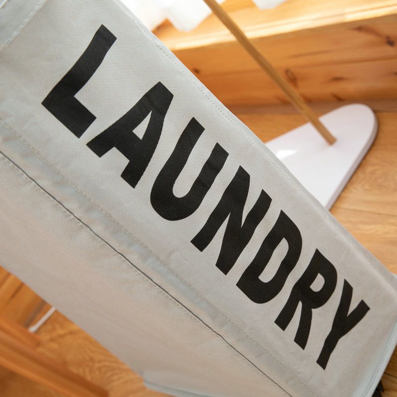 Foldable Laundry Basket Oxford Cloth Easy Install Storage Basket with Mesh Pulleys Light Gray