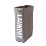 Foldable Laundry Basket Oxford Cloth Easy Install Storage Basket with Mesh Pulleys Dark Gray