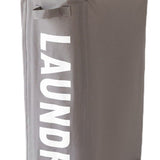 Foldable Laundry Basket Oxford Cloth Easy Install Storage Basket with Mesh Pulleys Dark Gray