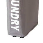 Foldable Laundry Basket Oxford Cloth Easy Install Storage Basket with Mesh Pulleys Dark Gray