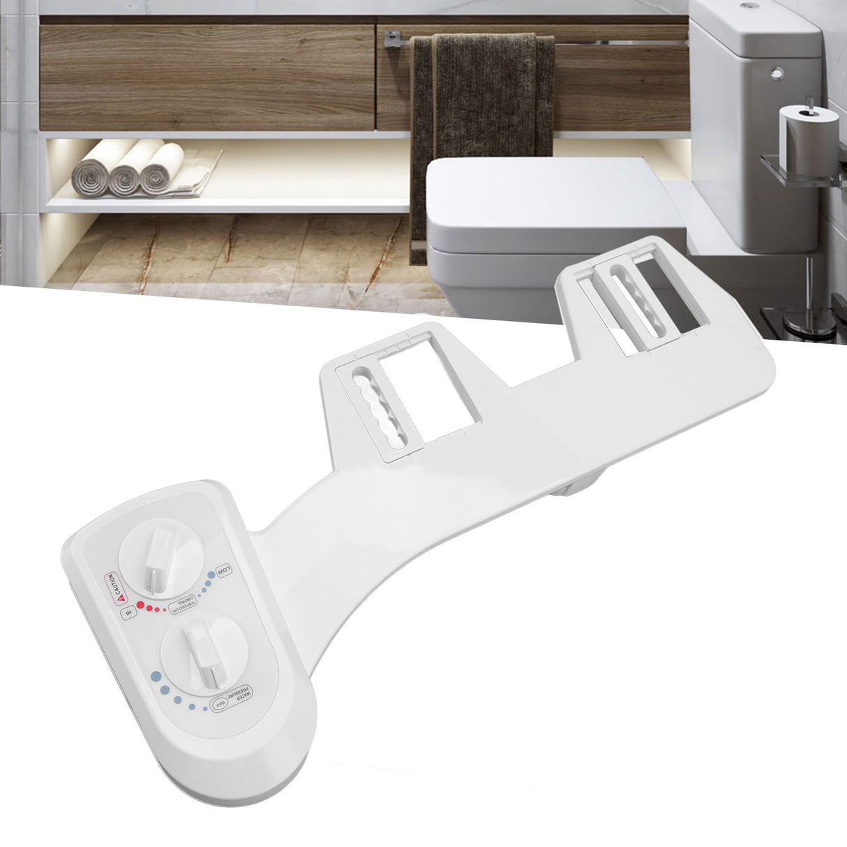 Toilet Bidet Double Knob Movable Nozzle Non Electric Self Cleaning Bidet Attachment for Home Bathroom
