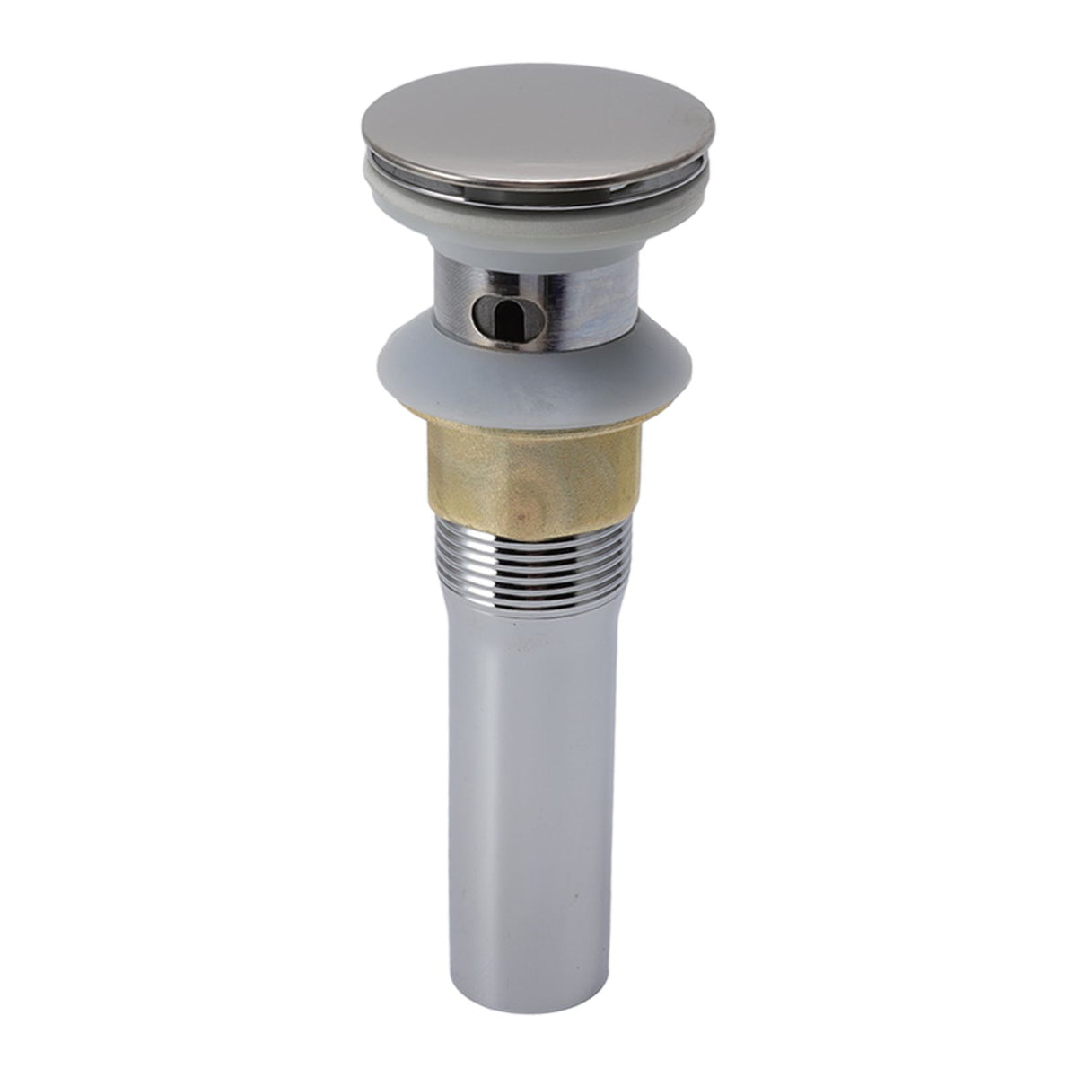 Faucet Sink Pop Up Drain Stopper Press Bounce Drain Electroplating Stainless Steel Wash Basin Drain with Strainer Basket for Home With Hole