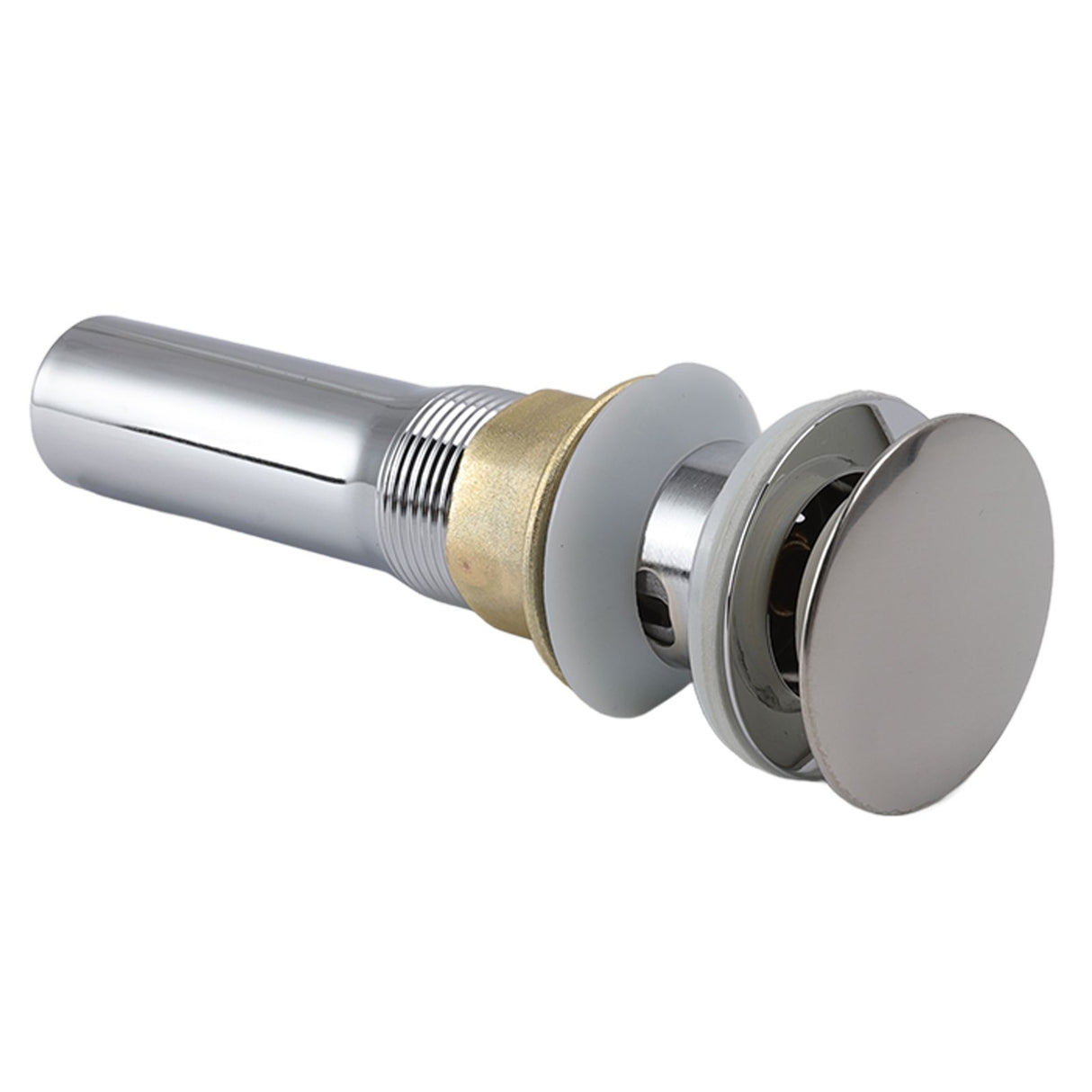 Faucet Sink Pop Up Drain Stopper Press Bounce Drain Electroplating Stainless Steel Wash Basin Drain with Strainer Basket for Home With Hole