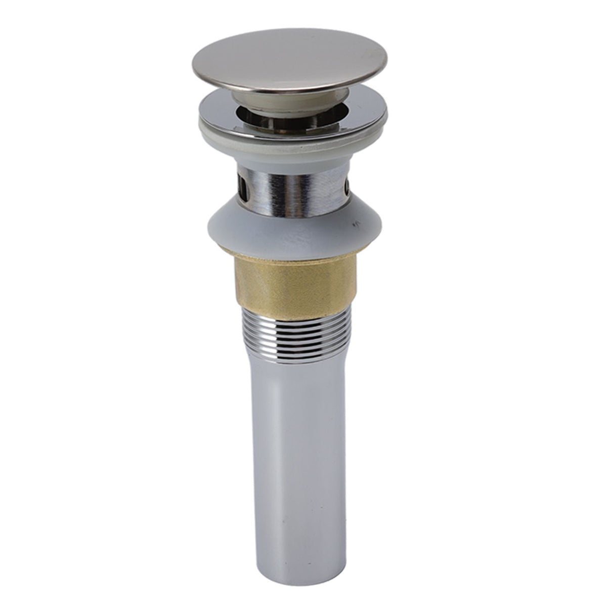 Faucet Sink Pop Up Drain Stopper Press Bounce Drain Electroplating Stainless Steel Wash Basin Drain with Strainer Basket for Home With Hole