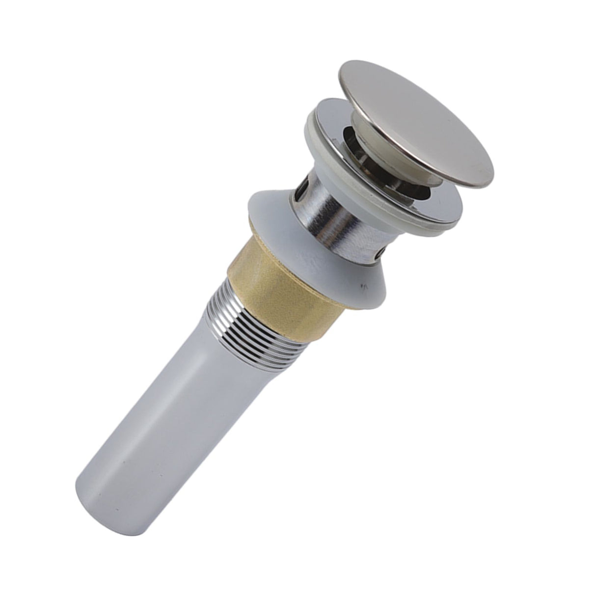 Faucet Sink Pop Up Drain Stopper Press Bounce Drain Electroplating Stainless Steel Wash Basin Drain with Strainer Basket for Home With Hole