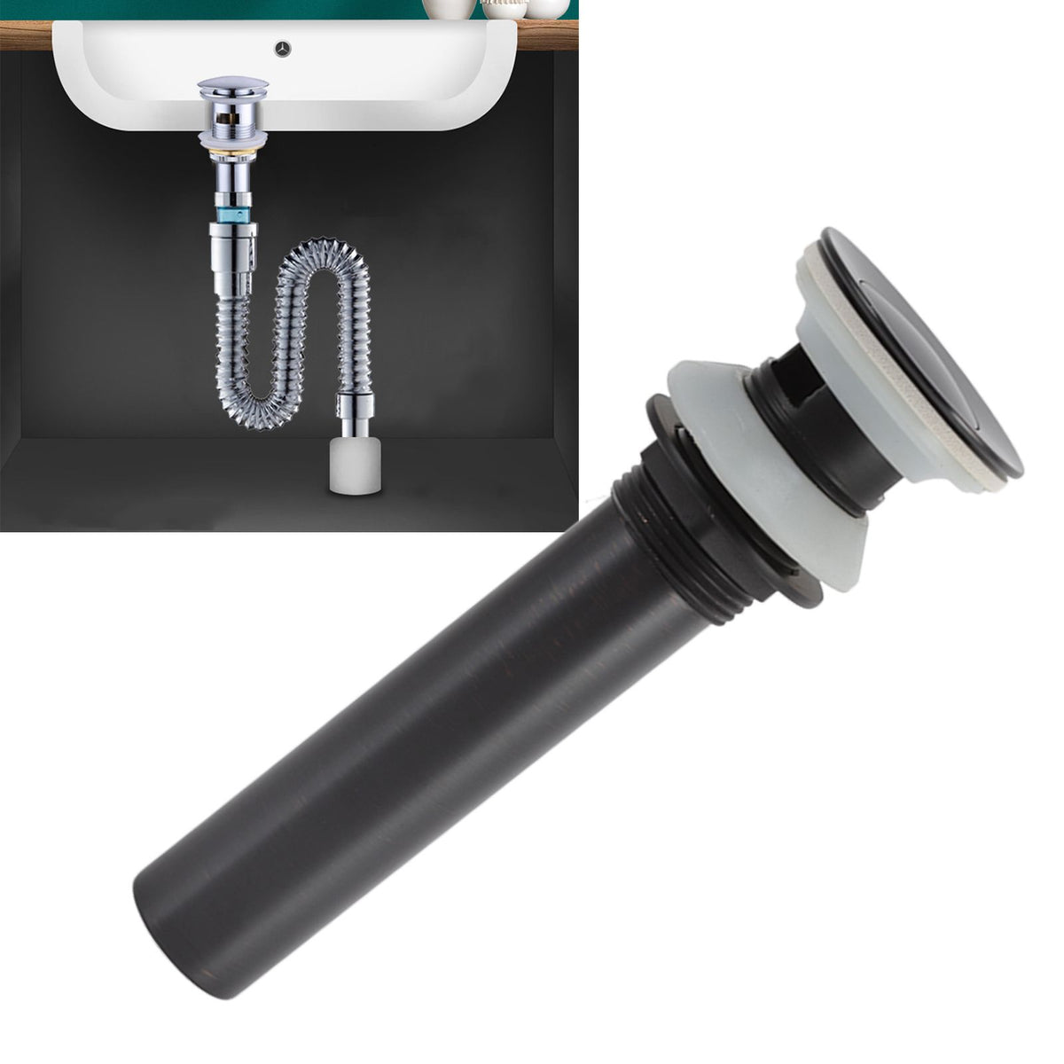 Bathroom Basin Sink Drain Brass Stainless Steel Pop Up Draining Stopper Kitchen Accessories With Overflow Hole