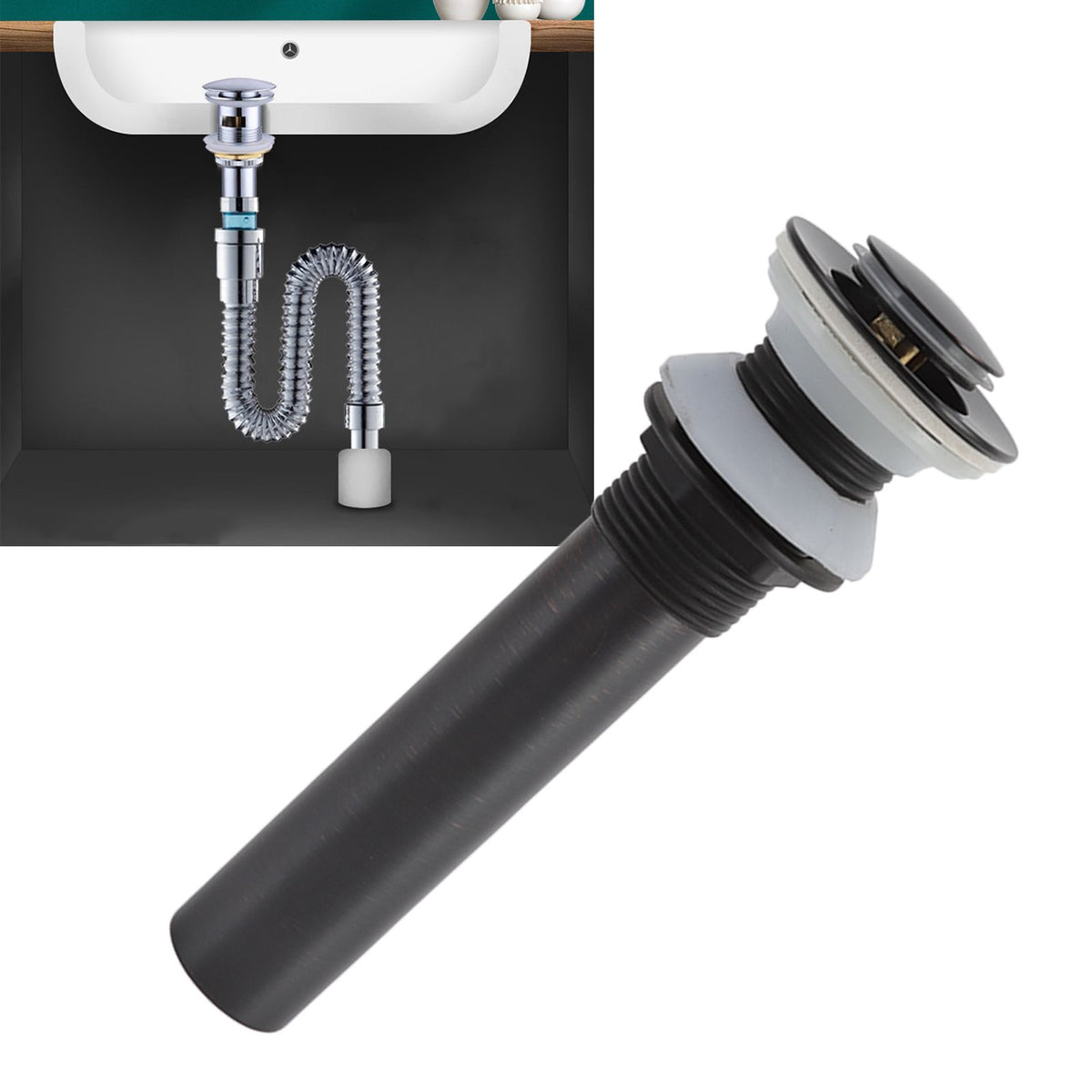 Bathroom Basin Sink Drain Brass Stainless Steel Pop Up Draining Stopper Kitchen Accessories Without Overflow Hole