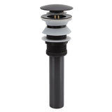Bathroom Basin Sink Popping Up Drainer Lavatory Odor Resistant Sink Waste Drainer Black with Basket With Overflow Hole - Side View