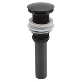 Bathroom Basin Sink Popping Up Drainer Lavatory Odor Resistant Sink Waste Drainer Black with Basket Without Overflow Hole - Top-Down View