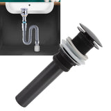 Bathroom Basin Sink Popping Up Drainer Lavatory Odor Resistant Sink Waste Drainer Black with Basket Without Overflow Hole