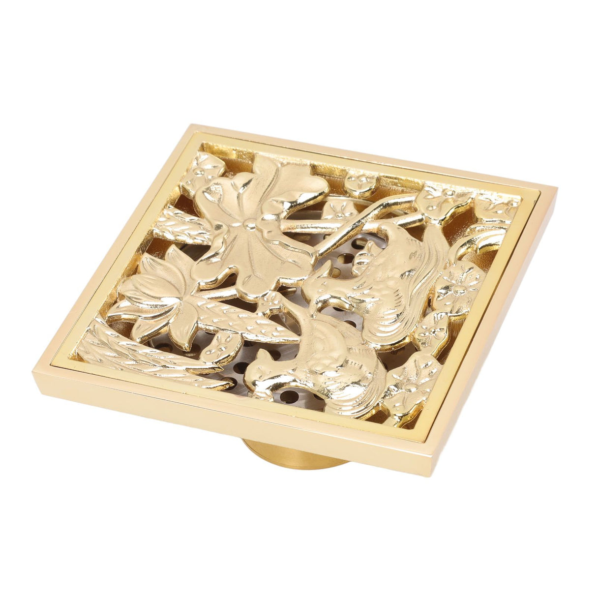 Floor Drain Shallow Water Quadrate Copper Stainless Steel Odor Proof Insect Proof for Bathroom Kitcheng Golden Color