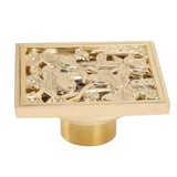 Floor Drain Shallow Water Quadrate Copper Stainless Steel Odor Proof Insect Proof for Bathroom Kitcheng Golden Color - Side View