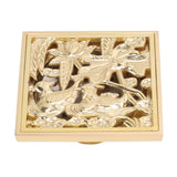 Floor Drain Shallow Water Quadrate Copper Stainless Steel Odor Proof Insect Proof for Bathroom Kitcheng Golden Color - 45-Degree Angle