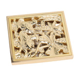 Floor Drain Shallow Water Quadrate Copper Stainless Steel Odor Proof Insect Proof for Bathroom Kitcheng Golden Color - Close-Up Angle