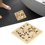 Floor Drain Shallow Water Quadrate Copper Stainless Steel Odor Proof Insect Proof for Bathroom Kitcheng Golden Color - Extra Image
