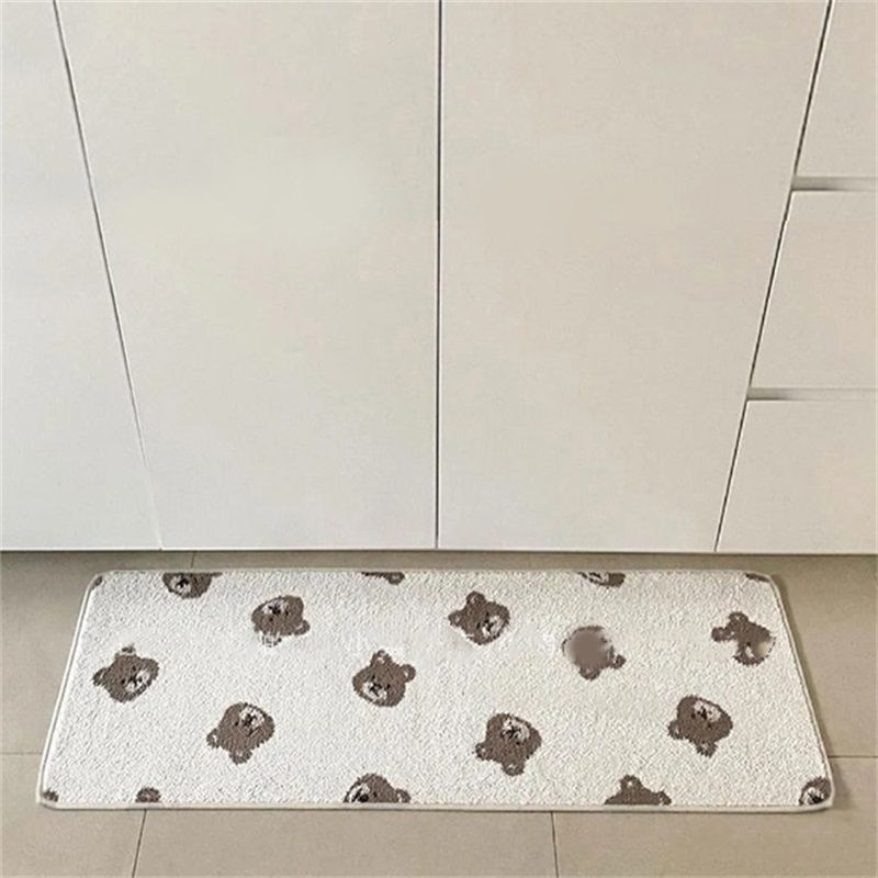 Bathroom Door Mat PVC Environment Friendly Squared Antiskid Soft Kitchen Floor Mat for Home Little Bear 40x60cm/15.7x23.6in