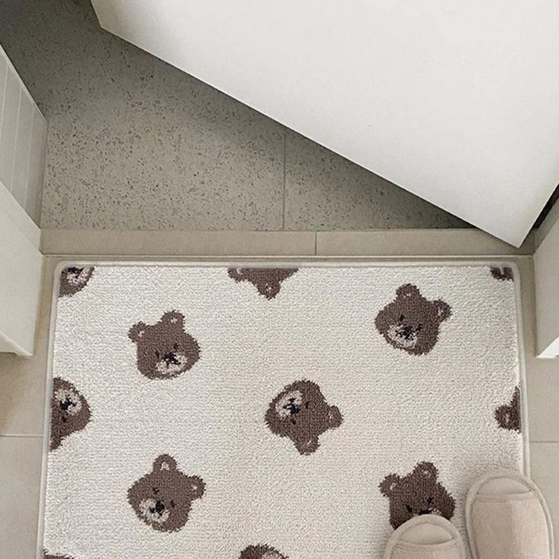 Bathroom Door Mat PVC Environment Friendly Squared Antiskid Soft Kitchen Floor Mat for Home Little Bear 40x60cm/15.7x23.6in