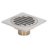 Squared Floor Drain Electroplating Metal High Flow Shower Floor Drain with Cover for Bathroom - Top-Down View