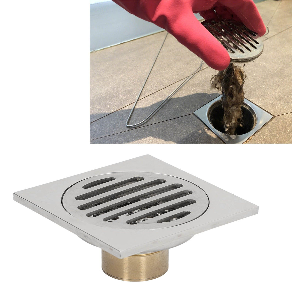 Squared Floor Drain Electroplating Metal High Flow Shower Floor Drain with Cover for Bathroom