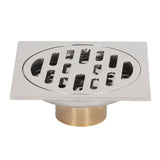 4 Inch Square Floor Drain Odor Proof Insect Proof Shallow Floor Drain with Pure Copper Core for Bathroom Kitchen Balcony Plating Shallow Water - Side View