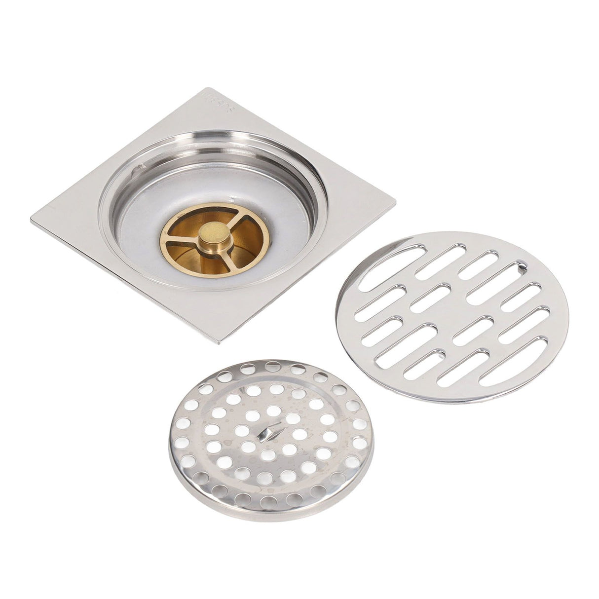 4 Inch Square Floor Drain Odor Proof Insect Proof Shallow Floor Drain with Pure Copper Core for Bathroom Kitchen Balcony Plating Shallow Water