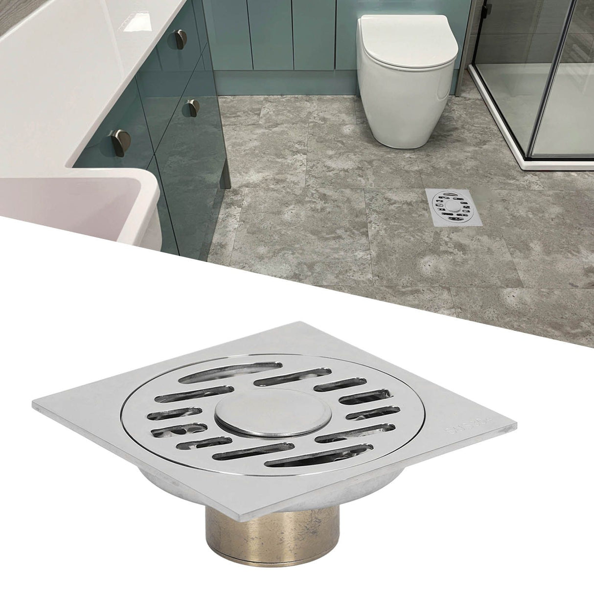 Shower Grates Electroplating Square Odor and Insect Repellent Lengthen Large Displacement Floor Drain for Bathroom Balcony S