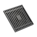 Floor Drain Stainless Steel Square Anti Odor Large Displacement Bathroom Grate for Home Balcony Grey - Close-Up Angle