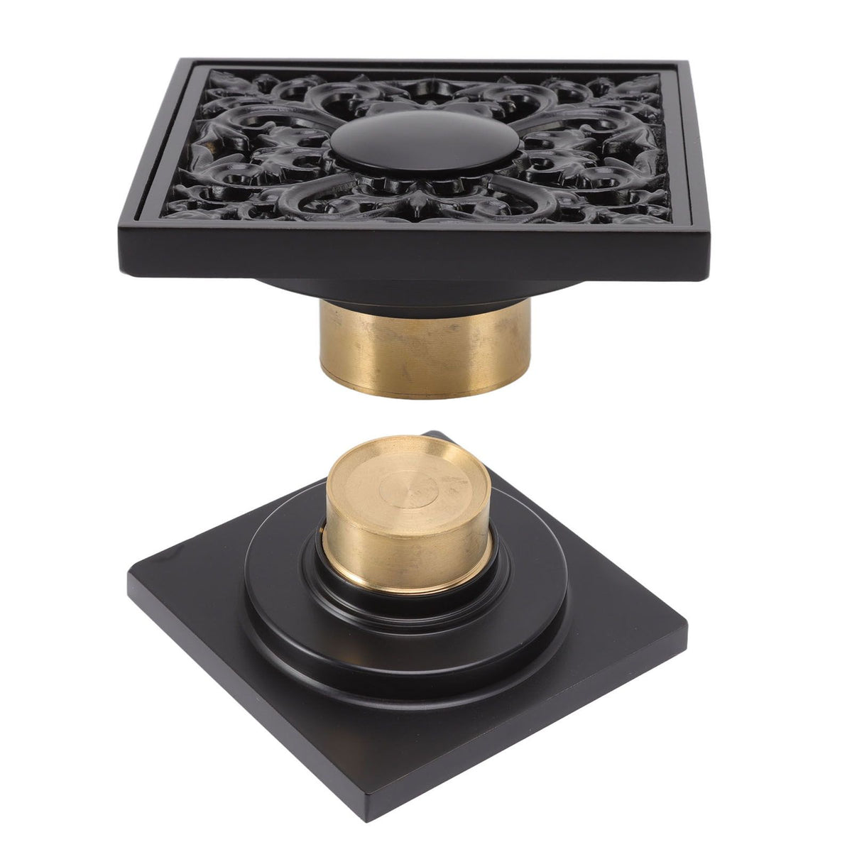 Floor Drain Quadrate Antique European Style Copper Stainless Steel Odor Proof Insect Proof for Bathroom Kitchen