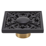 Floor Drain Quadrate Antique European Style Copper Stainless Steel Odor Proof Insect Proof for Bathroom Kitchen