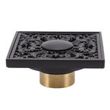 Floor Drain Quadrate Antique European Style Copper Stainless Steel Odor Proof Insect Proof for Bathroom Kitchen - Low Angle