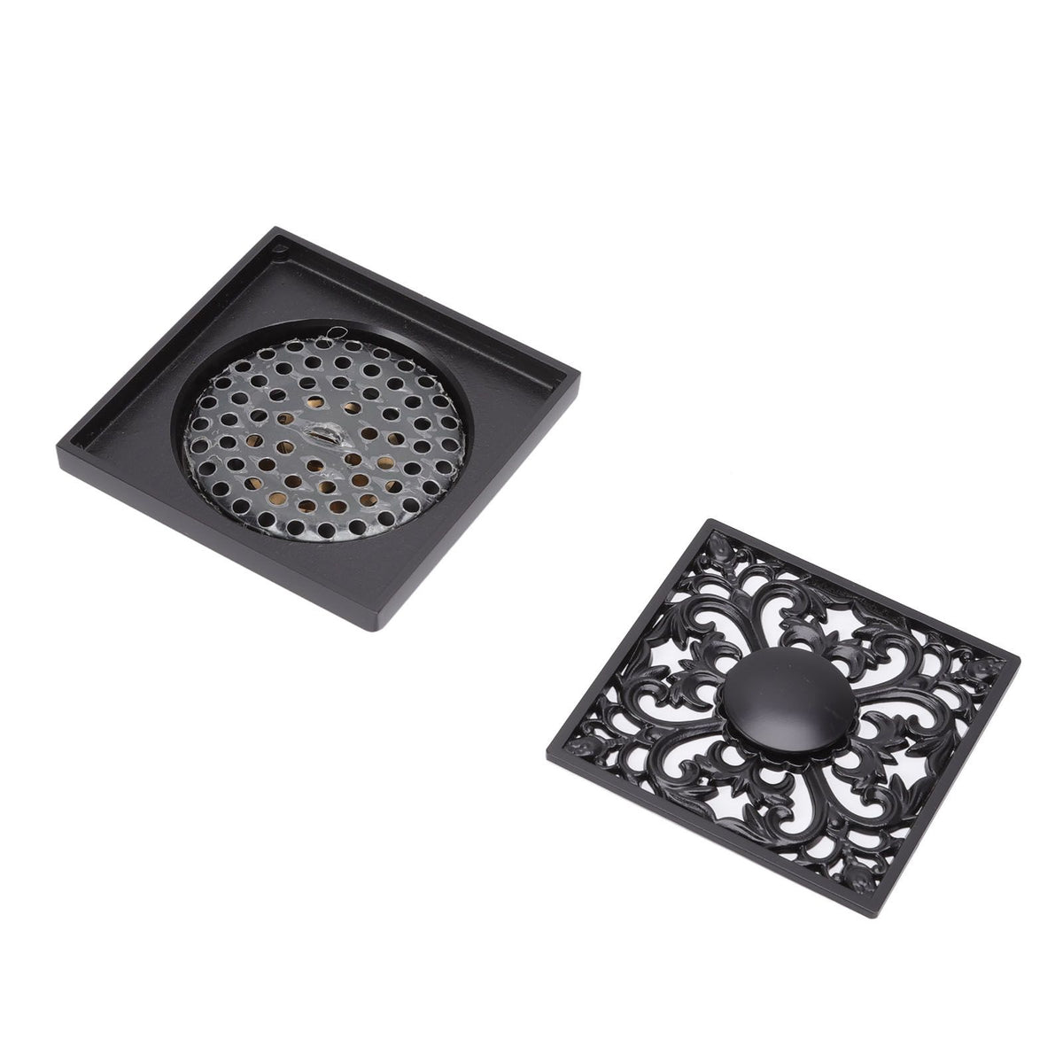 Floor Drain Quadrate Antique European Style Copper Stainless Steel Odor Proof Insect Proof for Bathroom Kitchen