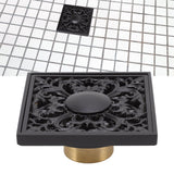 Floor Drain Quadrate Antique European Style Copper Stainless Steel Odor Proof Insect Proof for Bathroom Kitchen