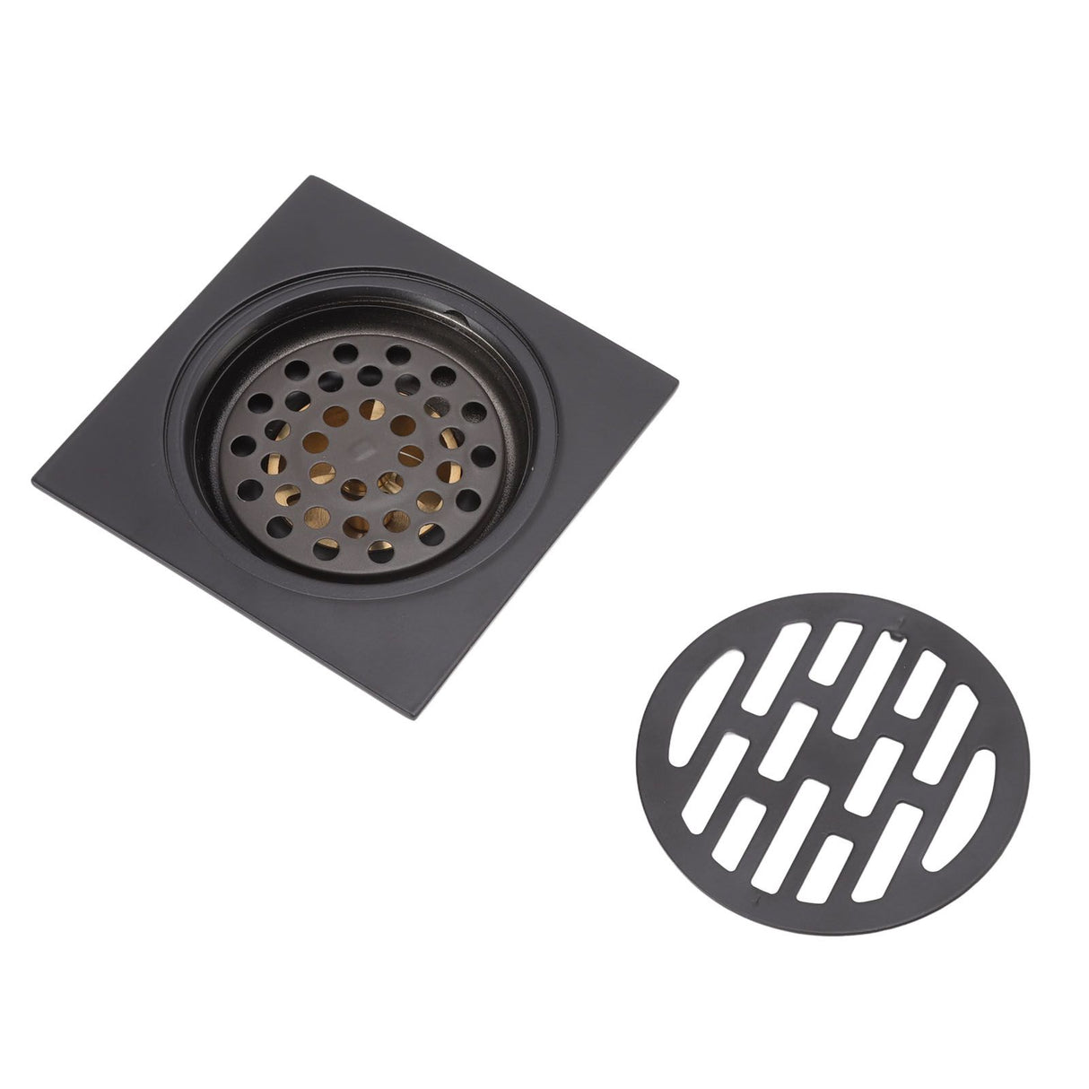 Floor Drain European Style Antique Stainless Steel and Copper Square Shower Grate for Balcony Kitchen Black