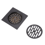 Floor Drain European Style Antique Stainless Steel and Copper Square Shower Grate for Balcony Kitchen Black - Front View