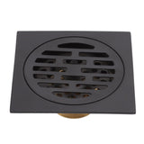 Floor Drain European Style Antique Stainless Steel and Copper Square Shower Grate for Balcony Kitchen Black
