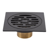 Floor Drain European Style Antique Stainless Steel and Copper Square Shower Grate for Balcony Kitchen Black