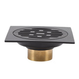 Floor Drain European Style Antique Stainless Steel and Copper Square Shower Grate for Balcony Kitchen Black