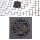 Floor Drain European Style Antique Stainless Steel and Copper Square Shower Grate for Balcony Kitchen Black