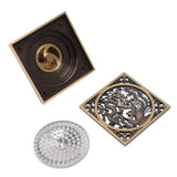 Antique Deodorant Floor Drain European Style Square Shower Floor Drain for Kitchens Bathrooms Garages Basements Balconies - Side View
