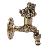 Water Faucet Copper Tap G1/2 Female Thread Home Decoration for Sink Basin Bathroom Kylin and Dragon Pattern - 45-Degree Angle